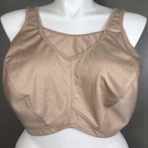Glamorise 48H No Bounce Med Impact Cami Sports Bra #1066 Wire Free Beige Tan